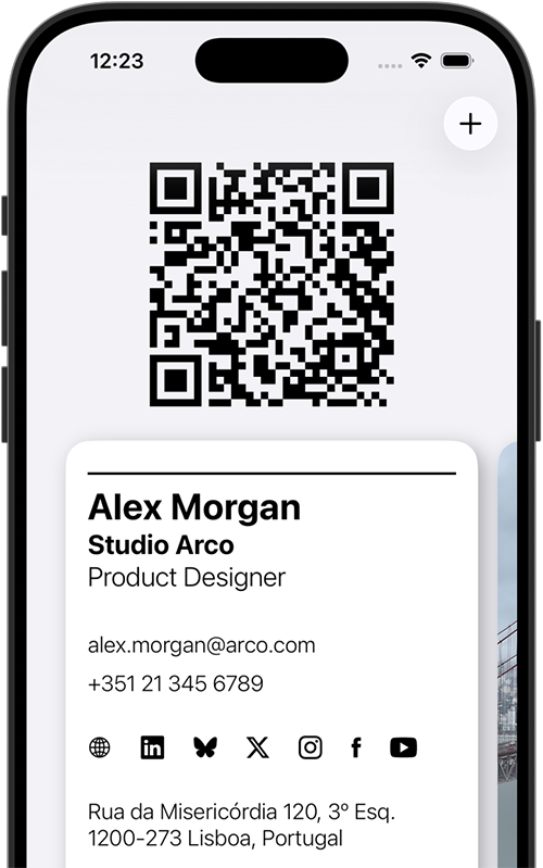 Example digital business card profile in business card SimpleApp
