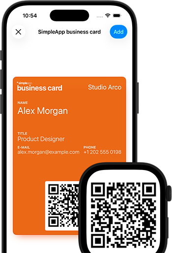 Digital business card in Apple Wallet and on Apple Watch