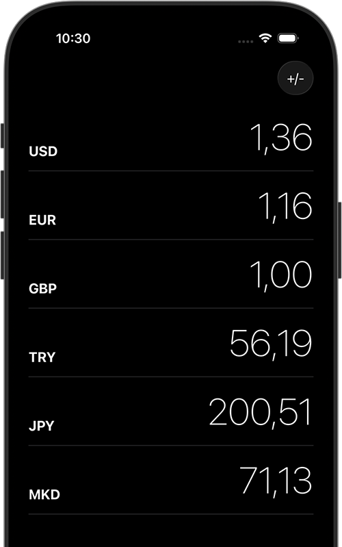 currency SimpleApp showing conversion without a fixed base currency
