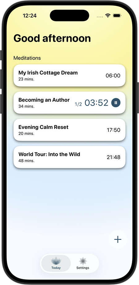 Afternoon meditation overview showing active and upcoming sessions